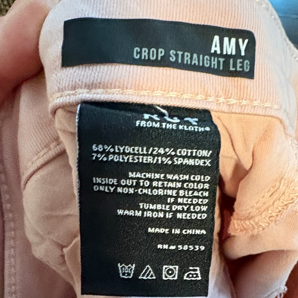 Kut from the Kloth Amy Crop Straight Leg Light Pale Pink Cuffed Pants 16W - Picture 9 of 9